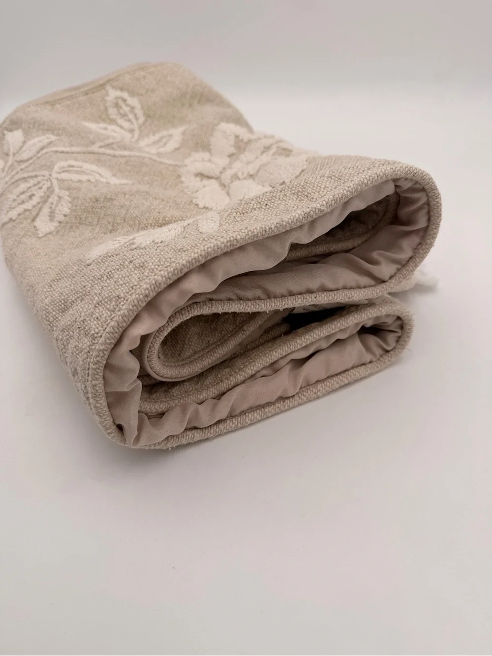 Beige Floral Table Runner 69” X 13.5”